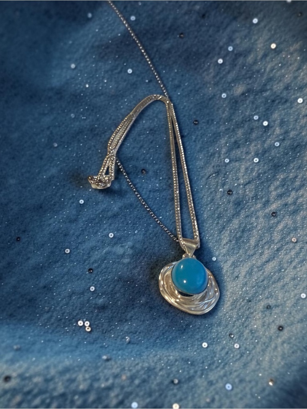 Sterling Silver Blue Stone Pendant Necklace - Women Jewelry